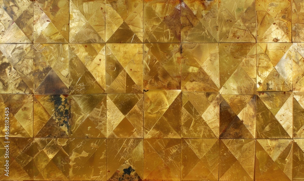 Poster golden geometric tile texture pattern background with reflected light