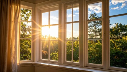 Sunlight Streaming Through Windows Onto Trees