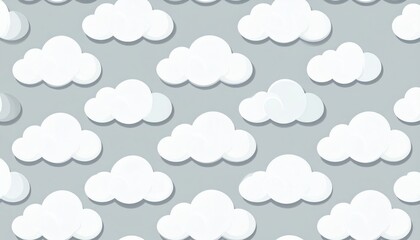 Simple Cloud Pattern On Light Gray Background