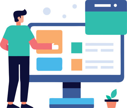 Flat Illustration of a Web Designer Creating