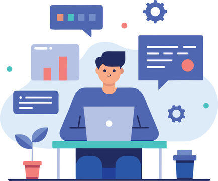 Flat Vector Illustration of a Software Developer