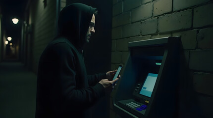 Hooded Man at the ATM