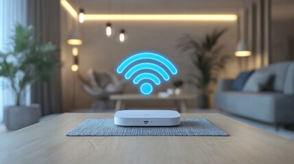 Wifi connectivity setup modern living room digital technology cozy environment close-up view smart home concept