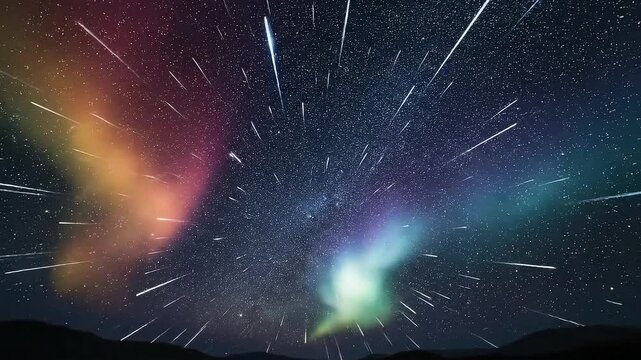 幻想的な空と流星群のイメージ