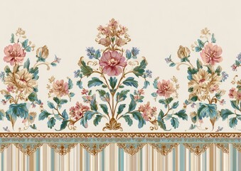 Ornate floral border with decorative elements
