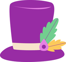 Purple Mardi Gras Hat With Feathers