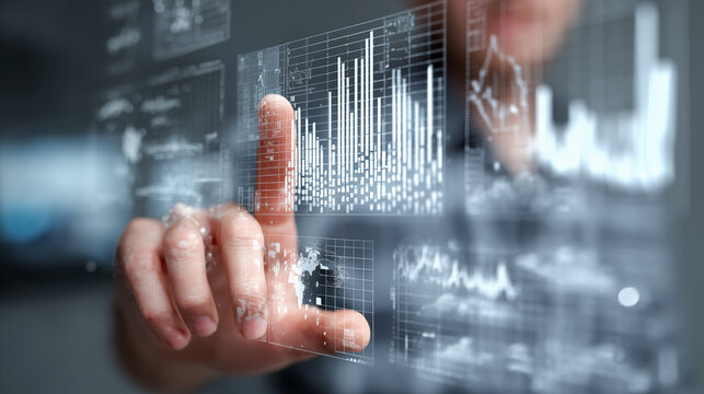 Hand Operating Transparent Data Dashboard