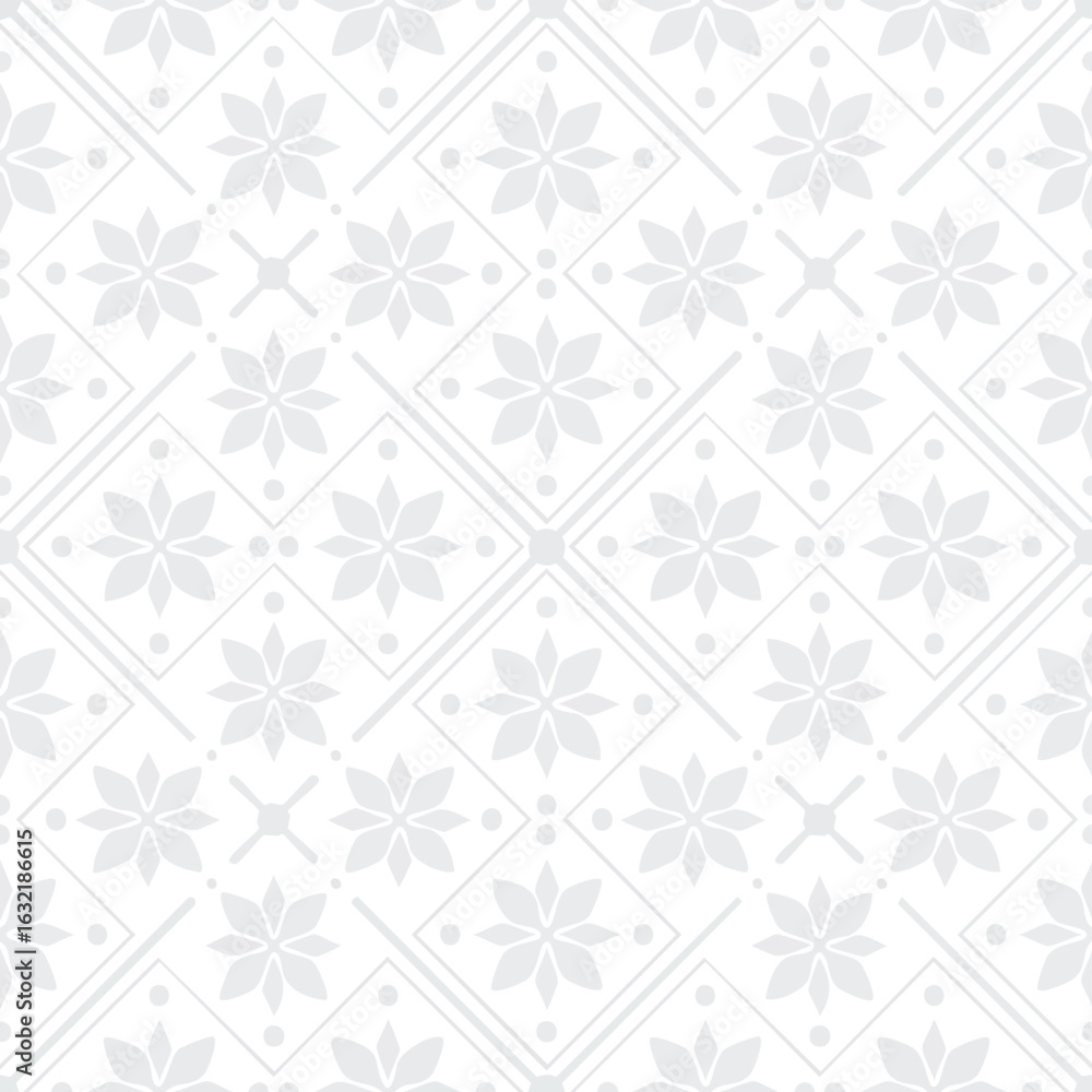 Poster white pattern with a floral pattern.