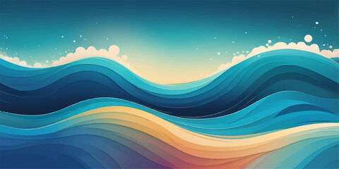 Abstract blue wave design with flowing curves and light patterns