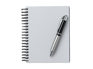 Open notebook with a pen isolated on transparent background png