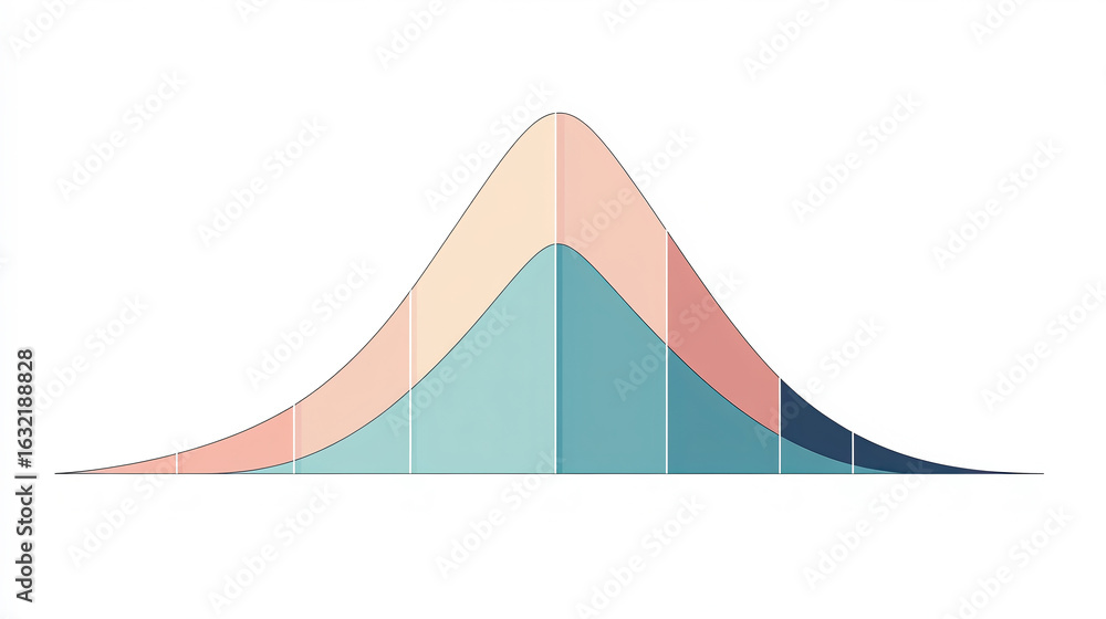 Aufkleber a smooth, colorful bell curve representing statistical distribution, showcasing varying data segment