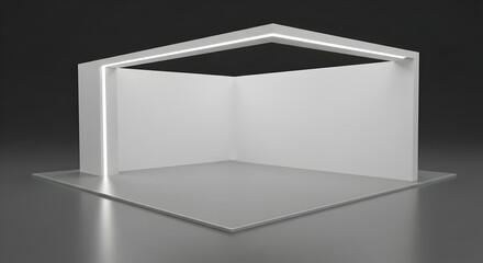 Minimalist Trade Show Booth Mockup with Glowing LED Frame