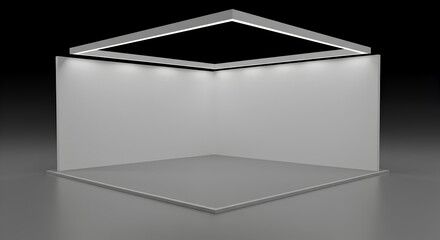 Modern Trade Show Booth Mockup with Illuminated LED Light Frame