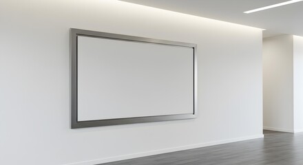Modern Blank Horizontal Billboard Mockup in a Bright Office Hallway