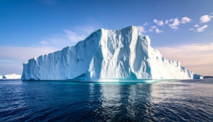 Breathtaking Iceberg Formation Floating Calmly in the Arctic Ocean under Blue Skies