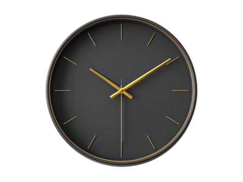  black wall clock isolated on transparent background png