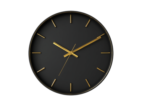  black wall clock isolated on transparent background png