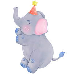 Watercolor hand-painted birthday themed cartoon