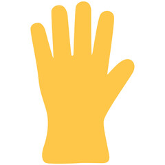 Yellow rubber glove illustration used for cleaning, sanitation, or waste handling in environmental or home tasks.
