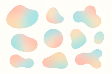 Set of Irregular Organic Shapes with Peach, Yellow, and Blue Gradients &ndash; Abstract Vector Design