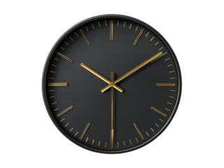  black wall clock isolated on transparent background png