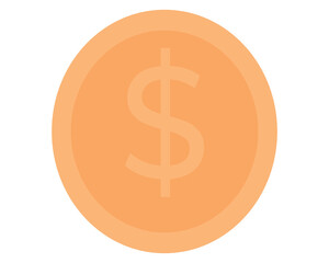 Isolated on transparent background, a single coin with a dollar sign on it