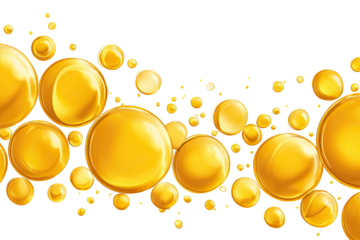 Gold bubbles flowing across black background