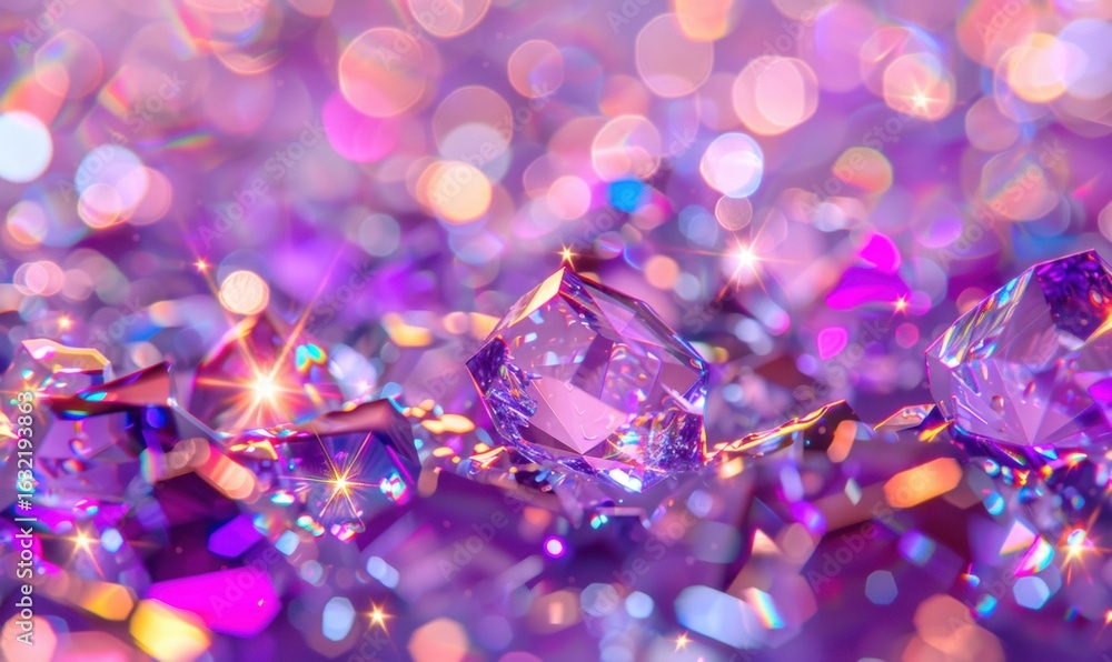 Poster purple gems sparkling facets abstract macro background for visuals