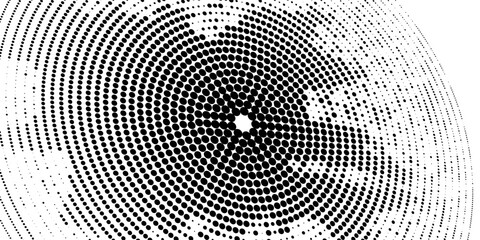 Speed lines in circle form. Thick halftone dotted speed lines. Design element for technology round logo, frame, tattoo, web pages, prints, posters. Abstract background template