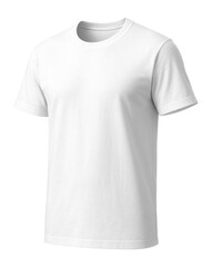 Plain white short-sleeve T-shirt with a round neckline on transparent background.