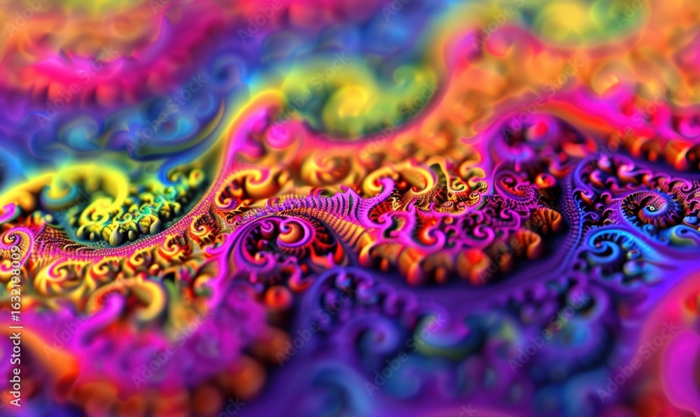Aufkleber vibrant abstract fractal art design colorful texture pattern background
