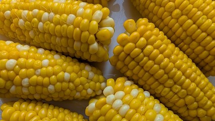 Experience the joy of vibrant corn cobs, freshly harvested, perfect for your culinary delights