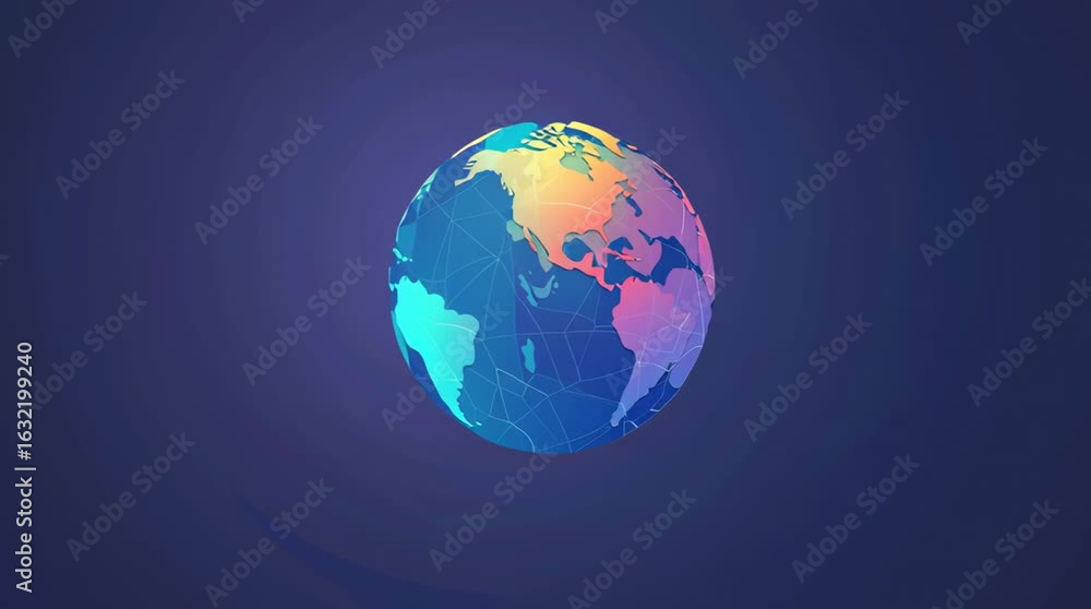 Poster explore a vibrant digital representation of earth showcasing continents and connections in a colorfu
