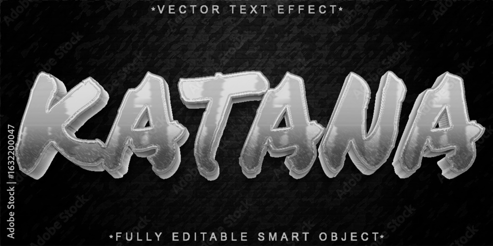 Poster sharp katana sword samurai warrior style vector fully editable smart object text effect