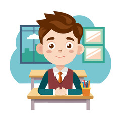 Download Student Classroom Vector Illustration . This Icon Concept Isolated Premium Vector. Flat Cartoon Style Svg File For Design.