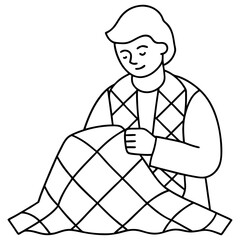 Download A Man Quilting Vector Illustration . This Icon Concept Isolated Premium Vector. Flat Cartoon Style Svg File For Design.