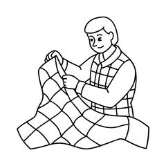 Download A Man Quilting Vector Illustration . This Icon Concept Isolated Premium Vector. Flat Cartoon Style Svg File For Design.