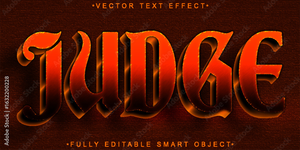 Poster justice judge court law verdict style vector fully editable smart object text effect