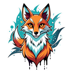 Download Mythical Fox Tattoo Style. , T-Shirt Design. Light Strokes, Paint Dripping Vector Illustration . This Icon Concept Isolated Premium Vector. Flat Cartoon Style Svg File For Design.