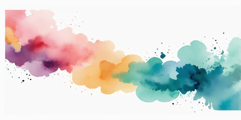 Abstract watercolor background with colorful paint splashes and artistic brush strokes