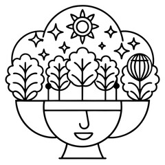 Mind Garden line art vector