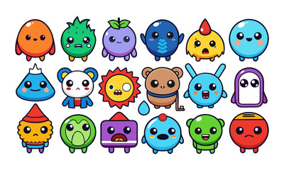 Download Cute Sad  Icons Cartoon Style Vector Art Illustration  . This Icon Concept Isolated Premium Vector. Flat Cartoon Style Svg File For Design.