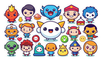 Download Cute Happy  Icons Cartoon Style Vector Art Illustration  . This Icon Concept Isolated Premium Vector. Flat Cartoon Style Svg File For Design.