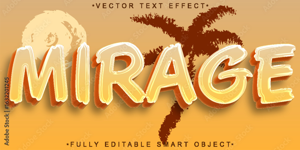 Poster desert mirage illusion heat vision style vector fully editable smart object text effect