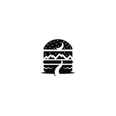 Night landscape hamburger logo idea.