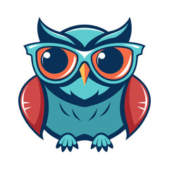Download A Cool Vintage  Owl With Sun Glasses,  Vector Illustration . This Icon Concept Isolated Premium Vector. Flat Cartoon Style Svg File For Design.
