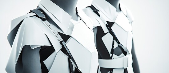 Futuristic, abstract clothing design on mannequins