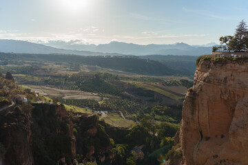 Views from a viewpoint located at the top of a rocky cliff from which you can see a beautiful rural...