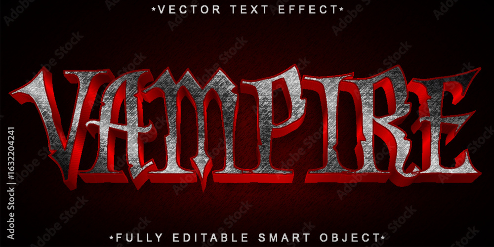 Poster dark vampire night horror gothic style vector fully editable smart object text effect