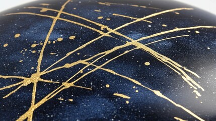 Close-up of a dark, textured surface with golden streaks